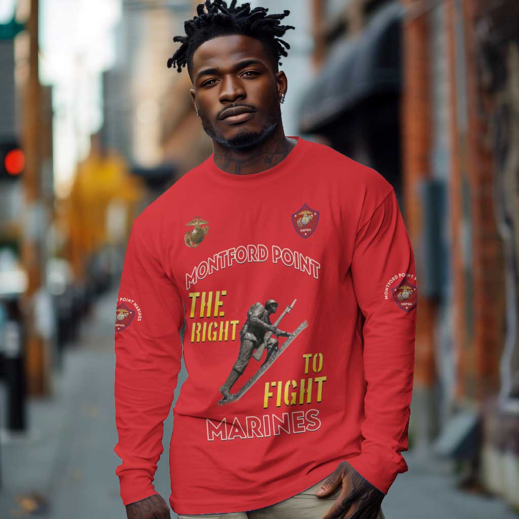 African American Heroes Long Sleeve Shirt Montford Point Marines - Red - African Pride