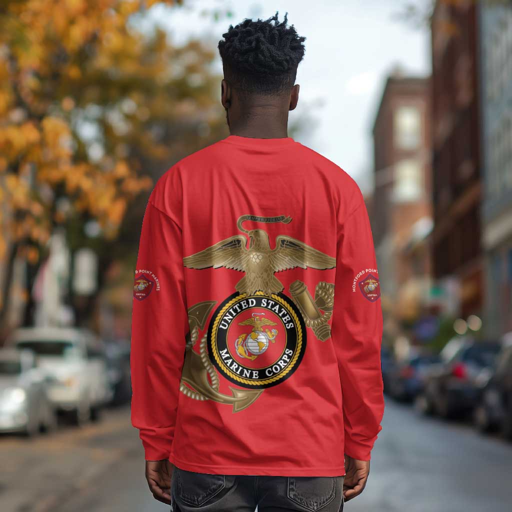 African American Heroes Long Sleeve Shirt Montford Point Marines - Red - African Pride