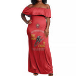 African American Heroes Off Shoulder Maxi Dress Montford Point Marines - Red - African Pride