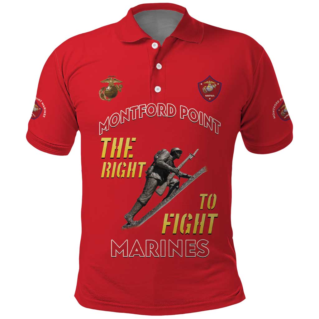 African American Heroes Polo Shirt Montford Point Marines - Red - African Pride