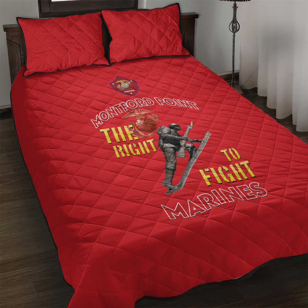 African American Heroes Quilt Bed Set Montford Point Marines - Red - African Pride