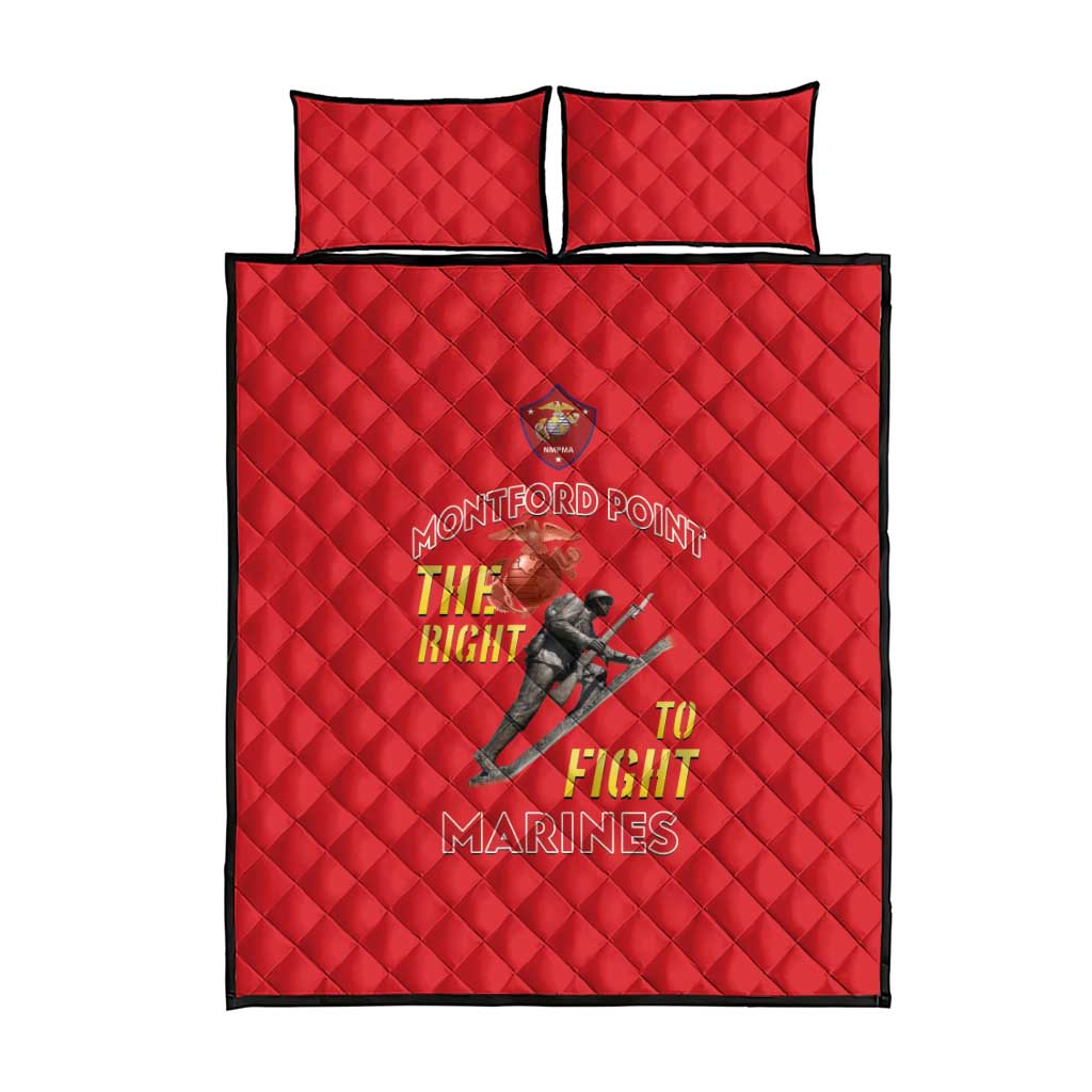 African American Heroes Quilt Bed Set Montford Point Marines - Red - African Pride