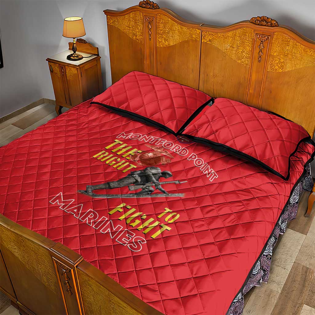 African American Heroes Quilt Bed Set Montford Point Marines - Red - African Pride