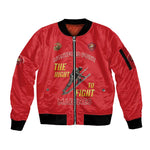 African American Heroes Sleeve Zip Bomber Jacket Montford Point Marines - Red - African Pride