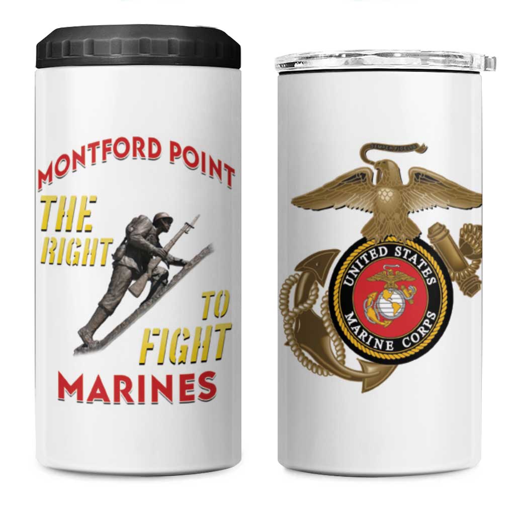 African American Heroes 4 in 1 Can Cooler Tumbler Montford Point Marines - White - African Pride