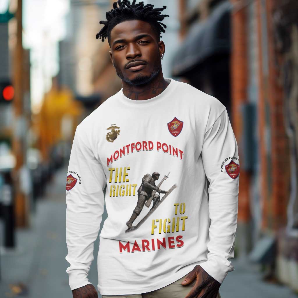 African American Heroes Long Sleeve Shirt Montford Point Marines - White - African Pride