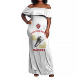 African American Heroes Off Shoulder Maxi Dress Montford Point Marines - White - African Pride