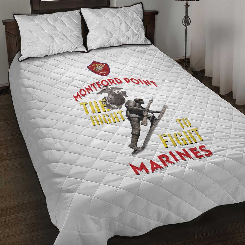 African American Heroes Quilt Bed Set Montford Point Marines - White - African Pride