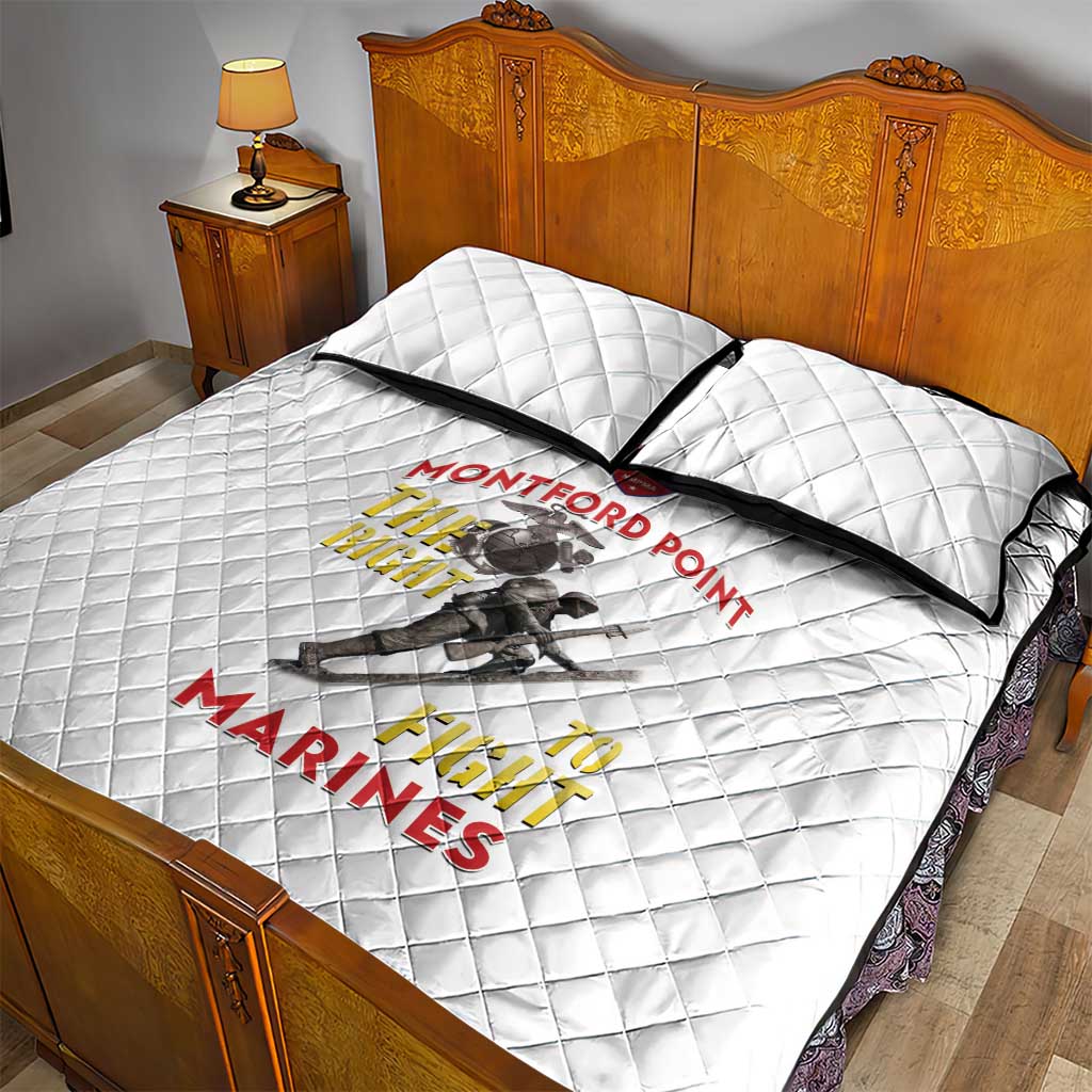 African American Heroes Quilt Bed Set Montford Point Marines - White - African Pride