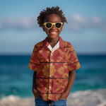 Basotho Blanket Kid Hawaiian Shirt Lesotho Seanamarena Kharetsa Royal Red - African Pride