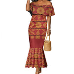 Basotho Blanket Mermaid Dress Lesotho Seanamarena Kharetsa Royal Red - African Pride