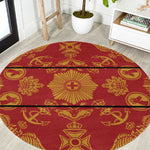 Basotho Blanket Round Carpet Lesotho Seanamarena Kharetsa Royal Red - African Pride