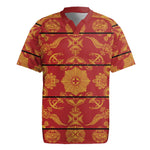 Basotho Blanket Rugby Jersey Lesotho Seanamarena Kharetsa Royal Red - African Pride