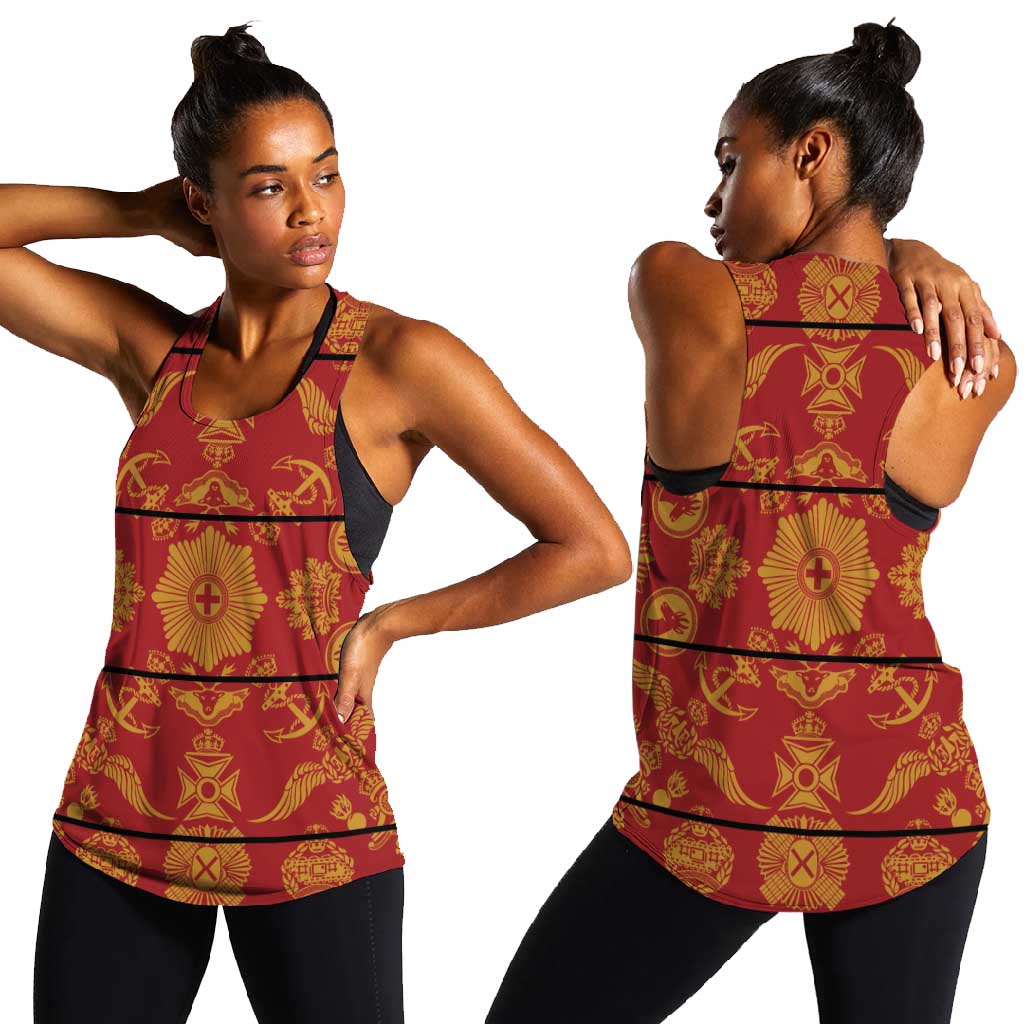 Basotho Blanket Women Racerback Tank Lesotho Seanamarena Kharetsa Royal Red - African Pride