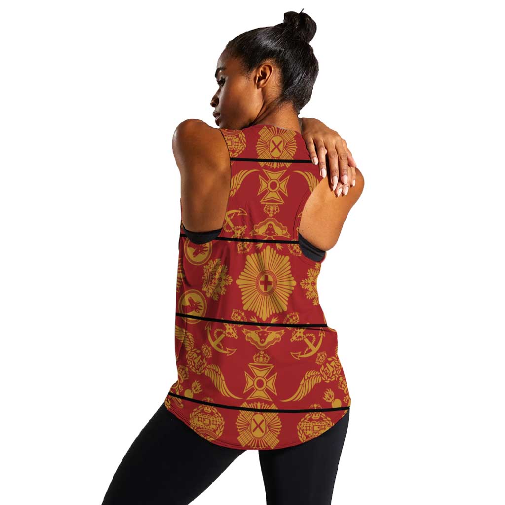 Basotho Blanket Women Racerback Tank Lesotho Seanamarena Kharetsa Royal Red - African Pride