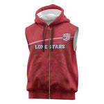 Custom Liberia Sleeveless Zip Hoodie Football Lion Mascot - Red - African Pride