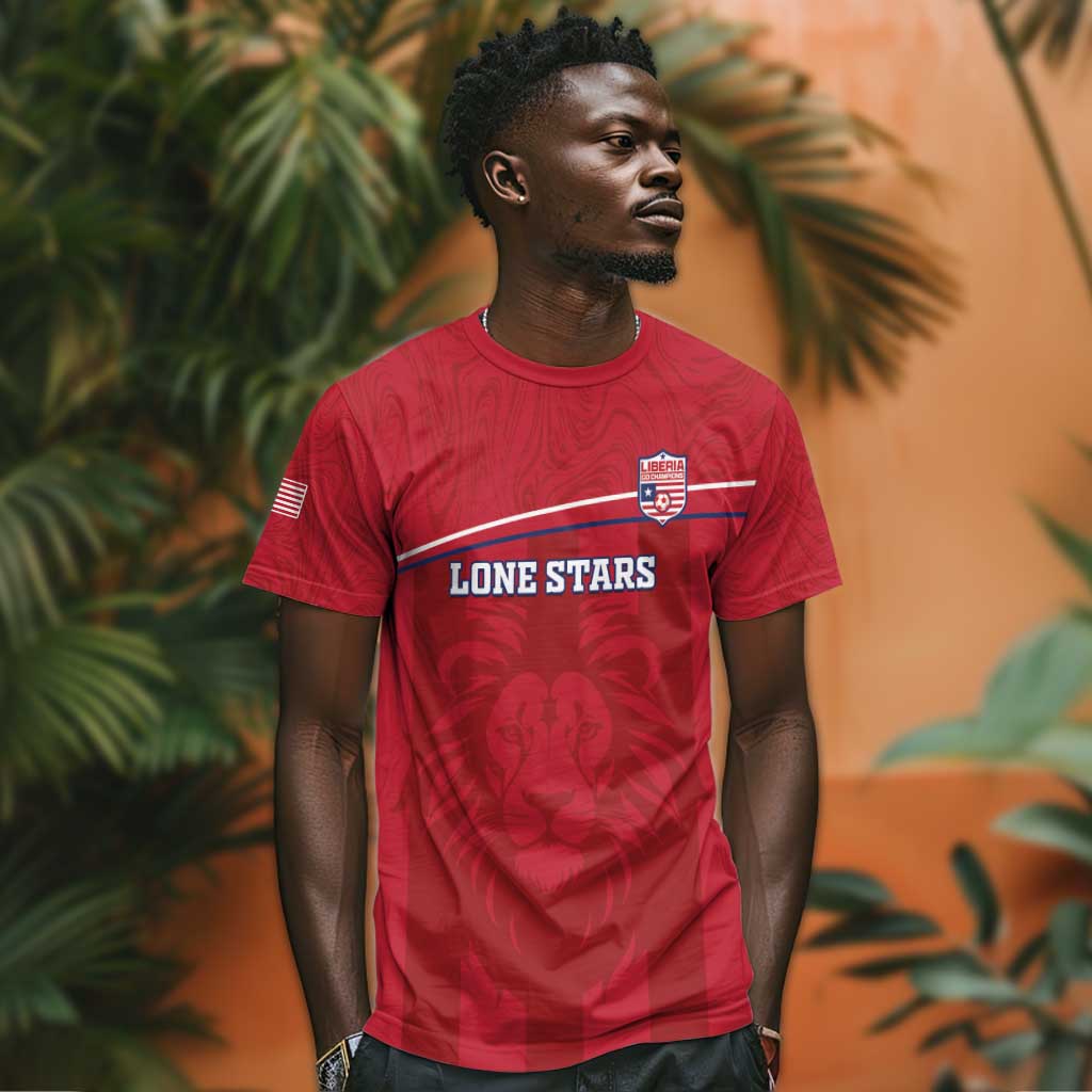 Custom Liberia T shirt Football Lion Mascot - Red