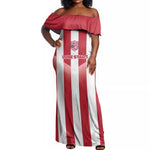 Custom Liberia Football Off Shoulder Maxi Dress The Lone Stars Sporty Style