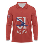 51 USMC Legacy Long Sleeve Polo Shirt Proud Montford Point Marines - African Pride