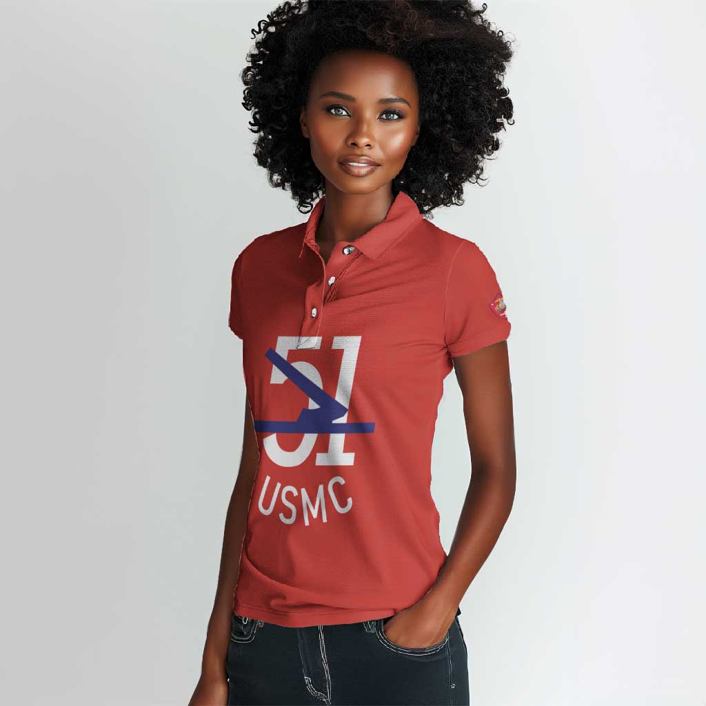 51 USMC Legacy Women Polo Shirt Proud Montford Point Marines - African Pride