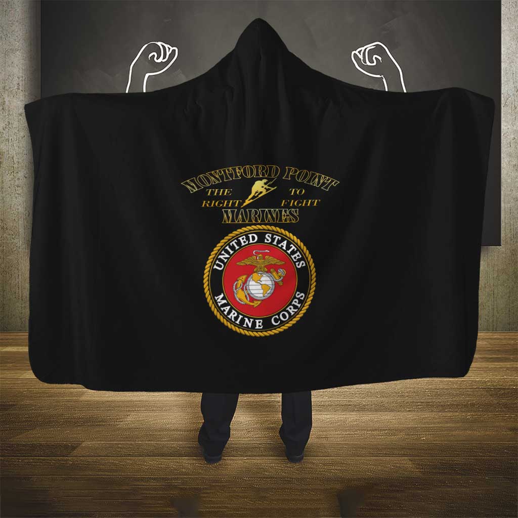 Montford Point Marines Hooded Blanket African American Heroes Black - African Pride