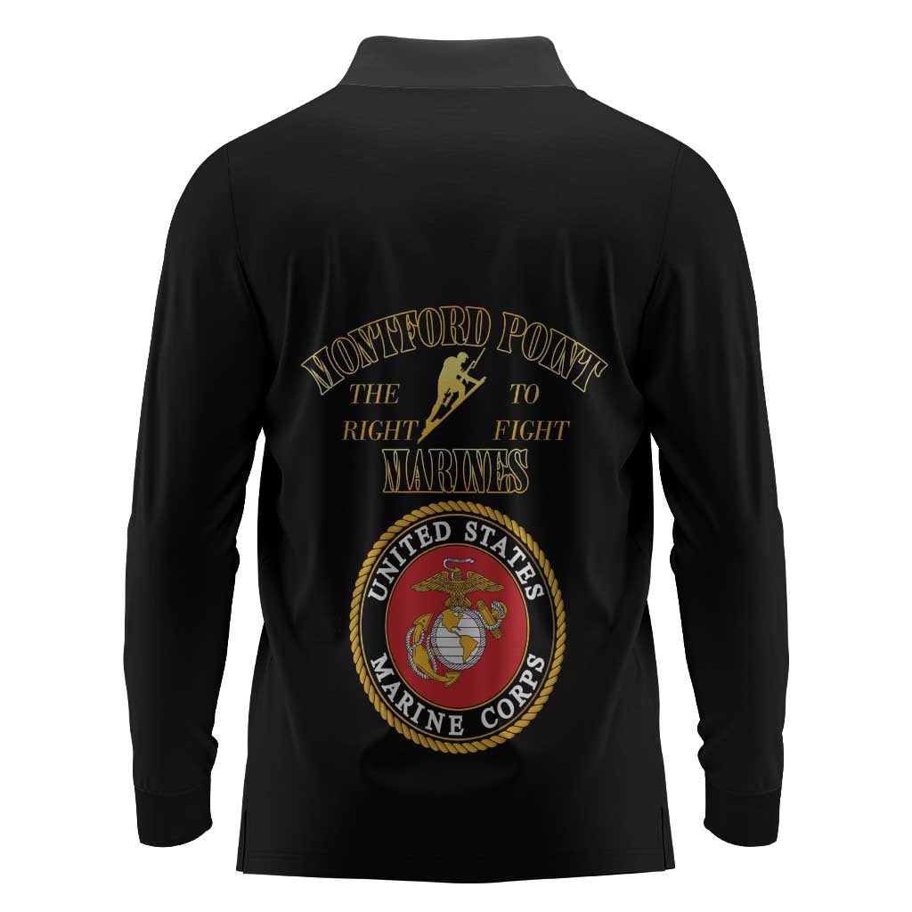 Montford Point Marines Long Sleeve Polo Shirt African American Heroes Black - African Pride