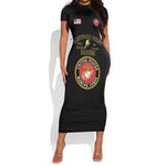 Montford Point Marines Short Sleeve Bodycon Dress African American Heroes Black - African Pride