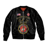 Montford Point Marines Sleeve Zip Bomber Jacket African American Heroes Black - African Pride