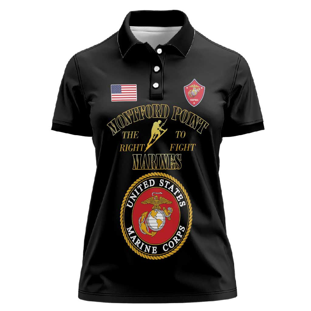 Montford Point Marines Women Polo Shirt African American Heroes Black - African Pride