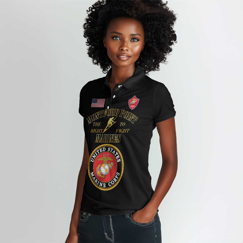 Montford Point Marines Women Polo Shirt African American Heroes Black - African Pride