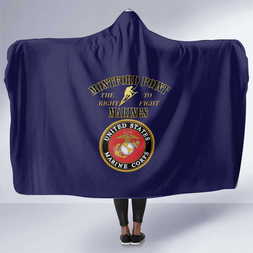 Montford Point Marines Hooded Blanket African American Heroes Navy Blue - African Pride
