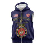 Montford Point Marines Sleeveless Zip Hoodie African American Heroes Navy Blue - African Pride