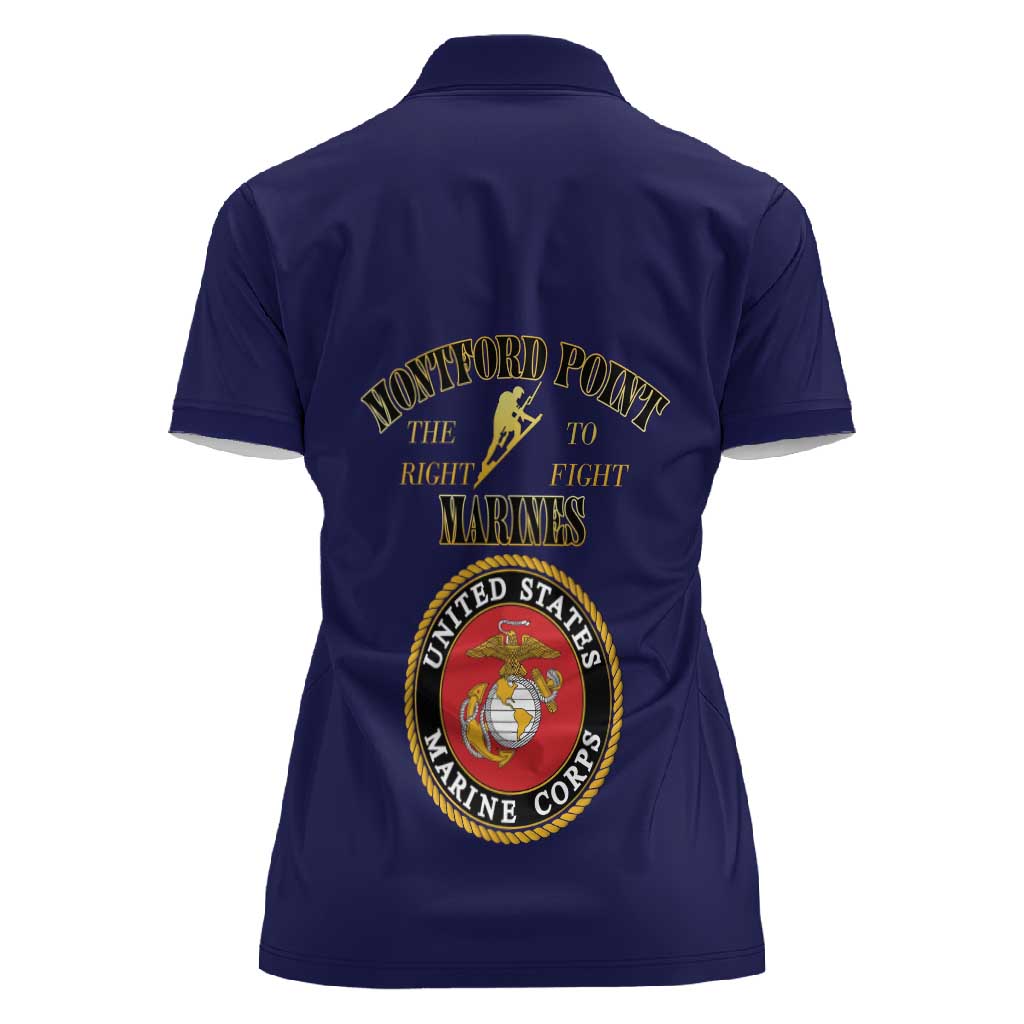 Montford Point Marines Women Polo Shirt African American Heroes Navy Blue - African Pride