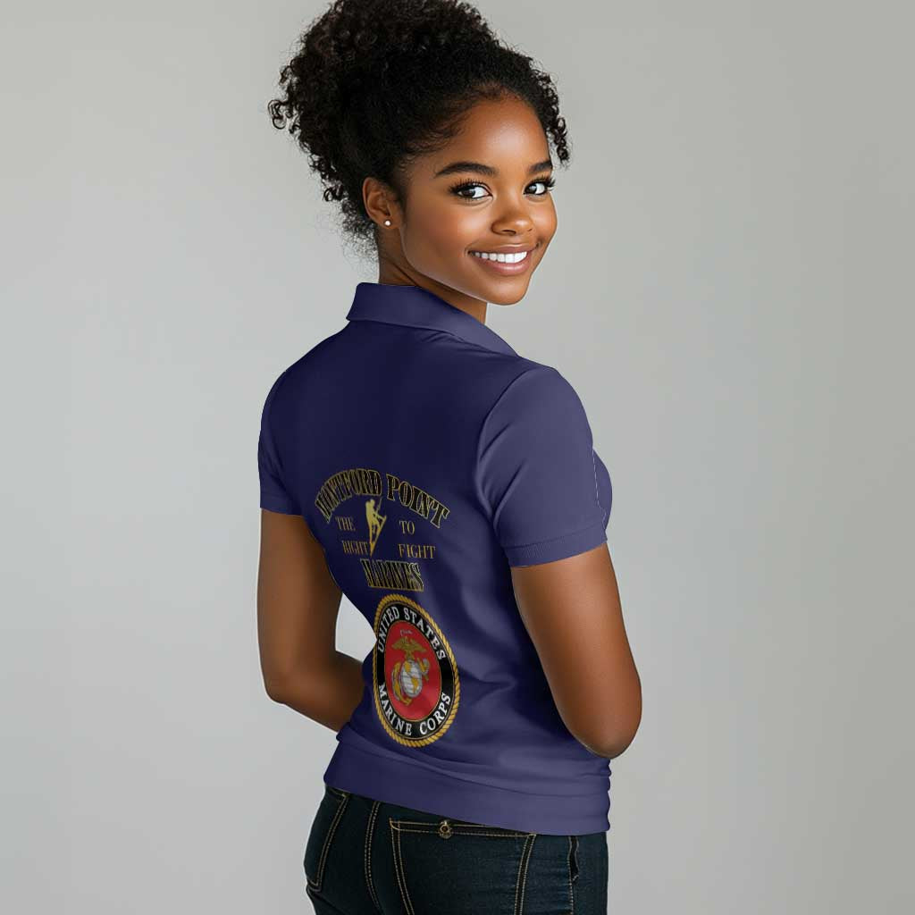 Montford Point Marines Women Polo Shirt African American Heroes Navy Blue - African Pride