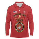 Montford Point Marines Long Sleeve Polo Shirt African American Heroes Red - African Pride