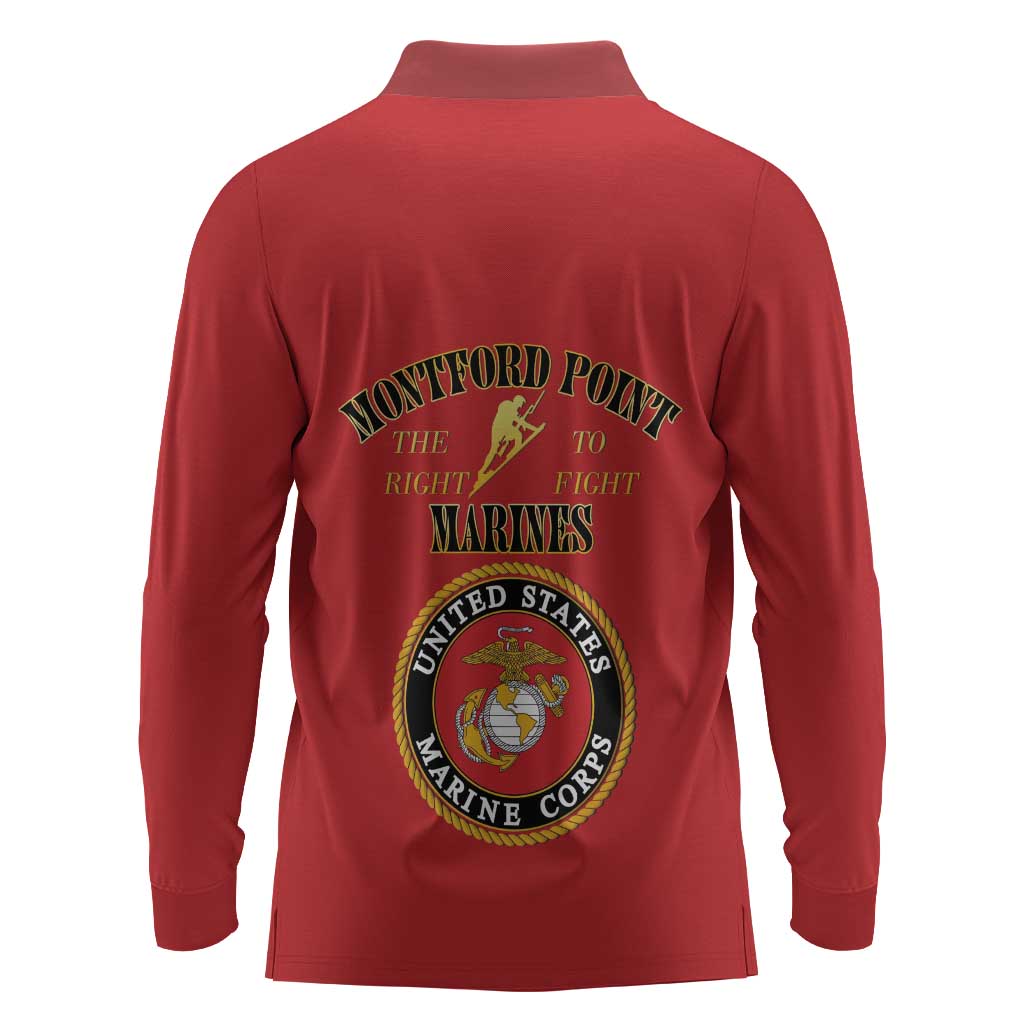 Montford Point Marines Long Sleeve Polo Shirt African American Heroes Red - African Pride