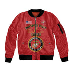 Montford Point Marines Sleeve Zip Bomber Jacket African American Heroes Red - African Pride