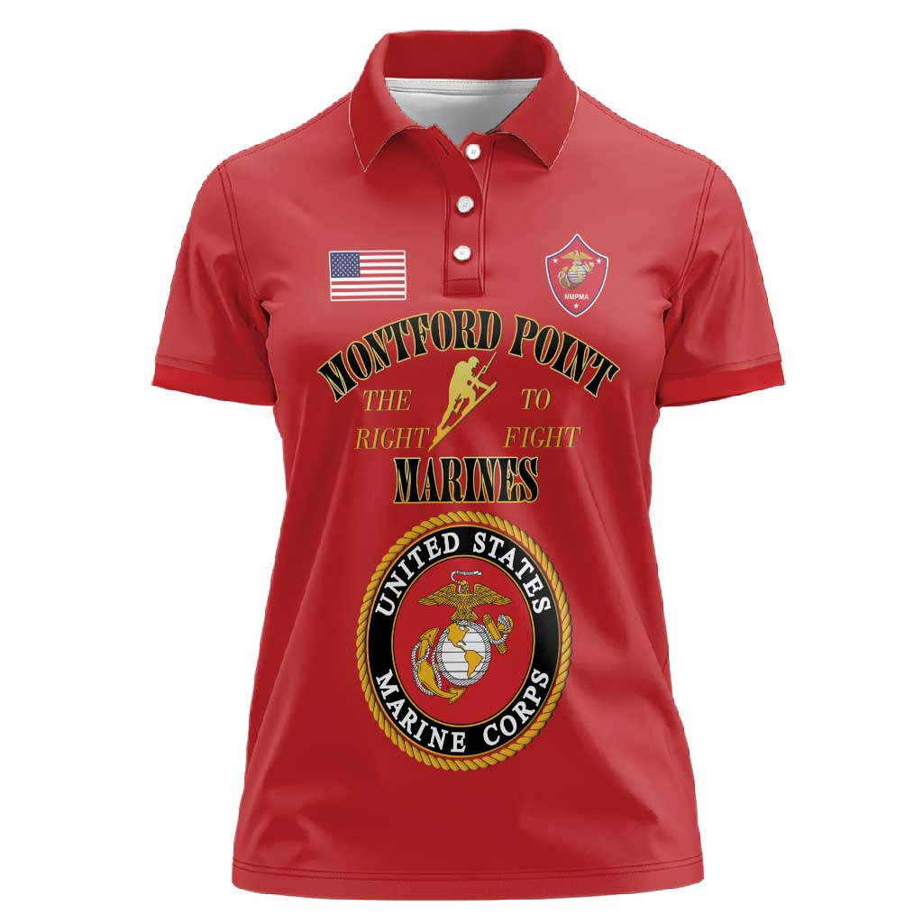 Montford Point Marines Women Polo Shirt African American Heroes Red - African Pride