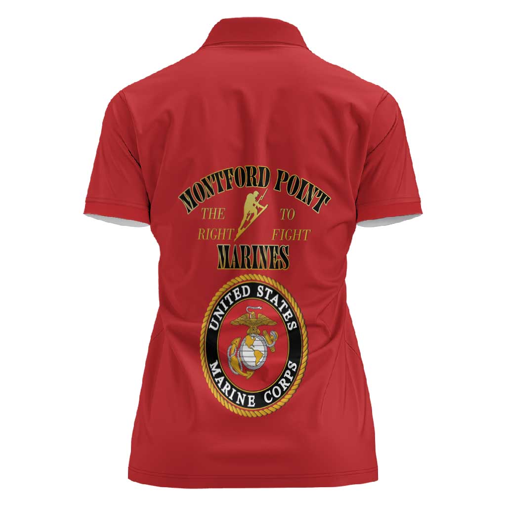 Montford Point Marines Women Polo Shirt African American Heroes Red - African Pride