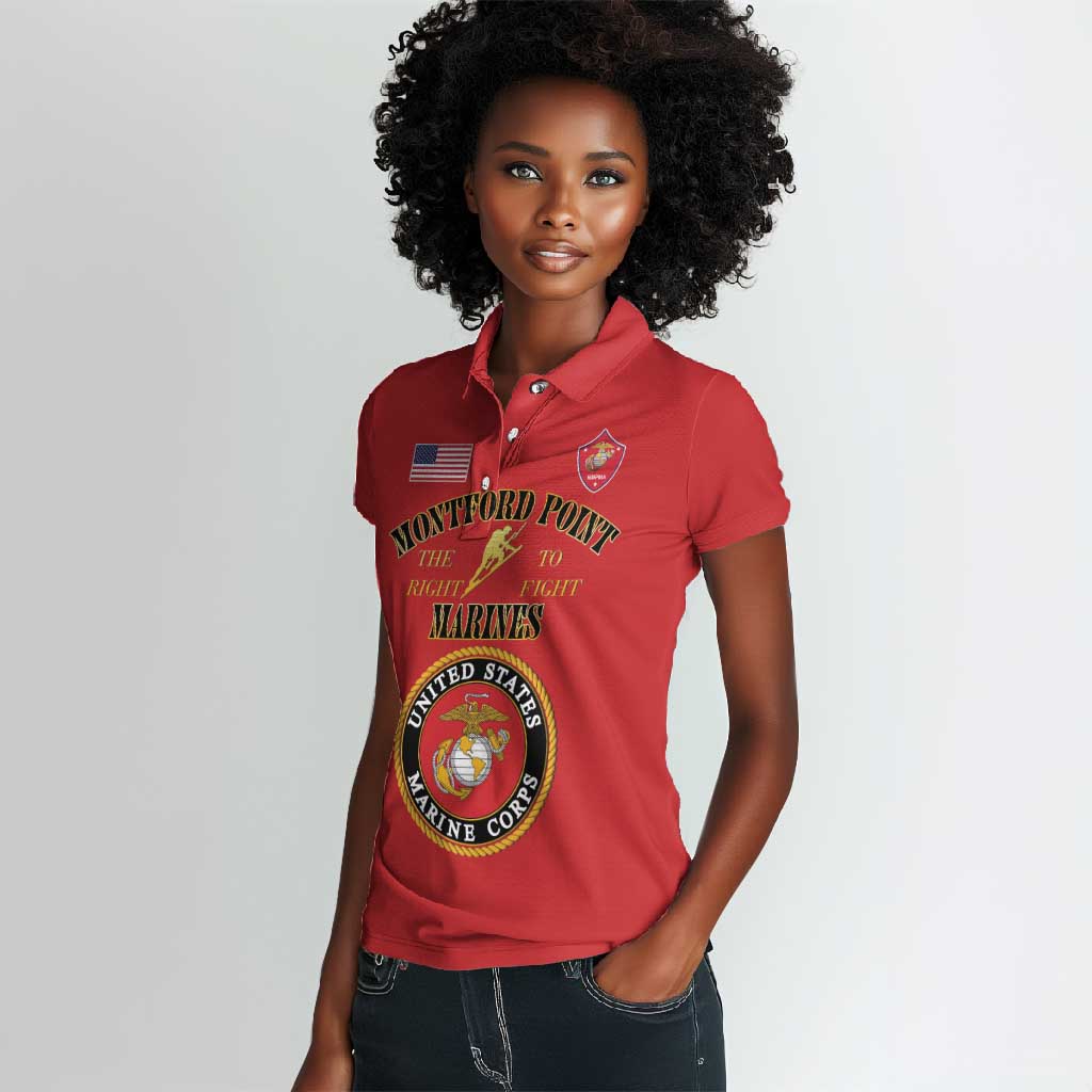 Montford Point Marines Women Polo Shirt African American Heroes Red - African Pride