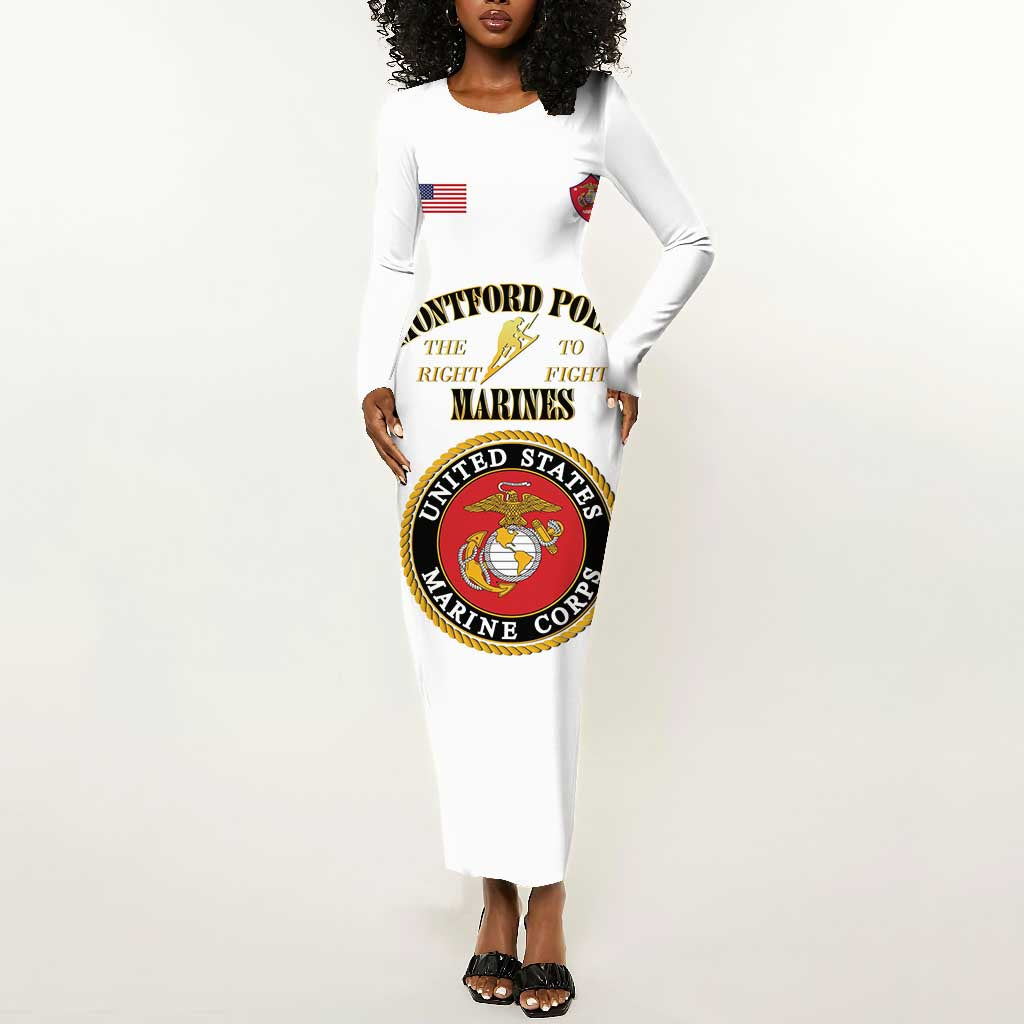 Montford Point Marines Long Sleeve Bodycon Dress African American Heroes White - African Pride