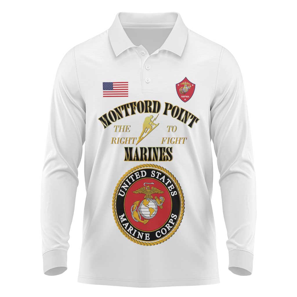 Montford Point Marines Long Sleeve Polo Shirt African American Heroes White - African Pride