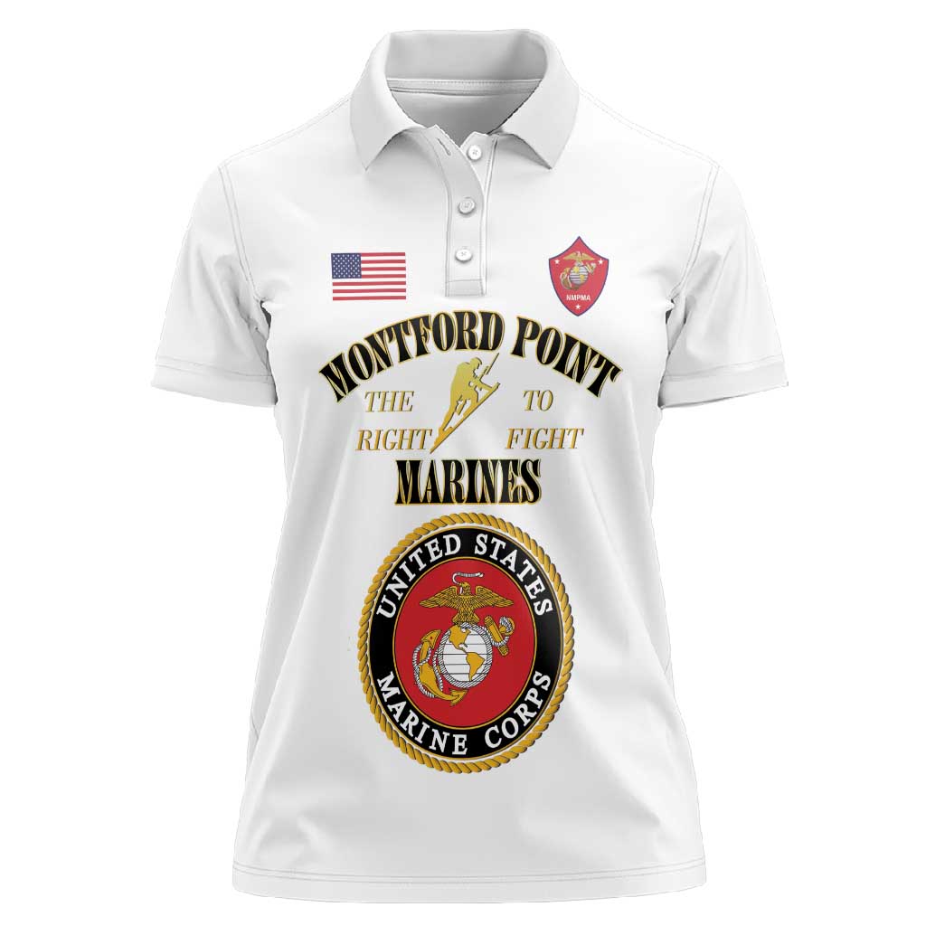 Montford Point Marines Women Polo Shirt African American Heroes White - African Pride