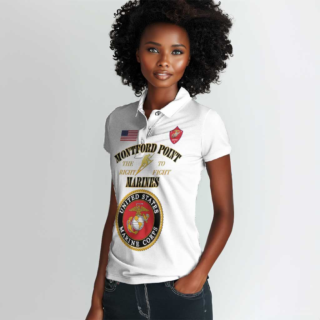 Montford Point Marines Women Polo Shirt African American Heroes White - African Pride