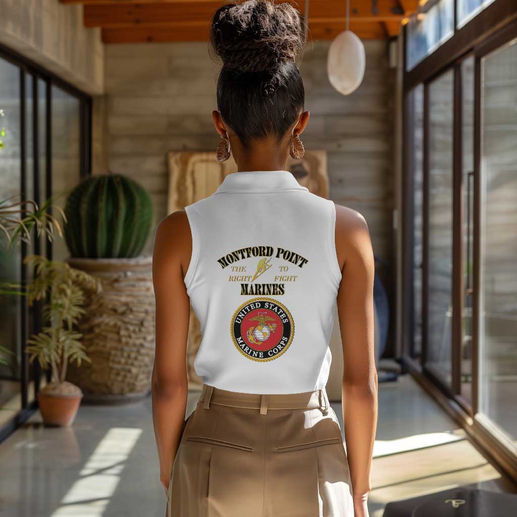 Montford Point Marines Women Sleeveless Polo Shirt African American Heroes White - African Pride