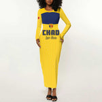 Custom Chad Football Long Sleeve Bodycon Dress Go Champions