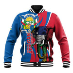 Personalised Central African Republic Elephant Baseball Jacket Coat Of Arms With Map