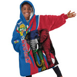Personalised Central African Republic Elephant Kid Wearable Blanket Hoodie Coat Of Arms With Map