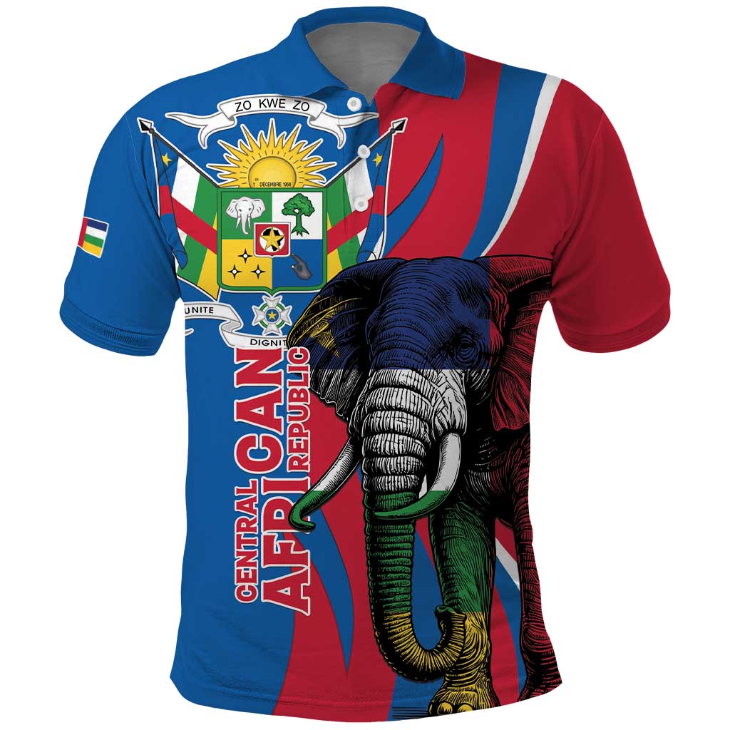 Personalised Central African Republic Elephant Polo Shirt Coat Of Arms With Map