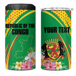 Personalized République du Congo 4 in 1 Can Cooler Tumbler Happy Republic Day - Grunge Style - African Pride